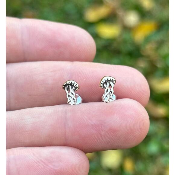 Bronze Jellyfish Post Earrings, Realistic Jellyfish Post Earrings - Picture 1 of 5